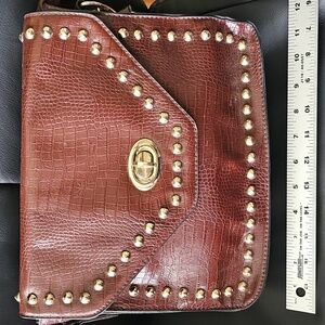 Charming Charlie Brown Croc-Embossed Shoulder Bag